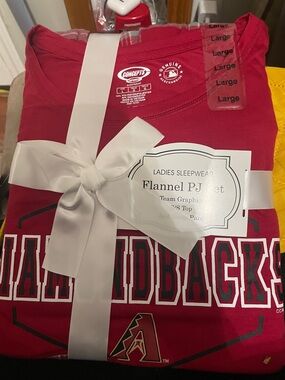 Ladies Red Flannel PJ Set with Team Graphic - Concepts Sport